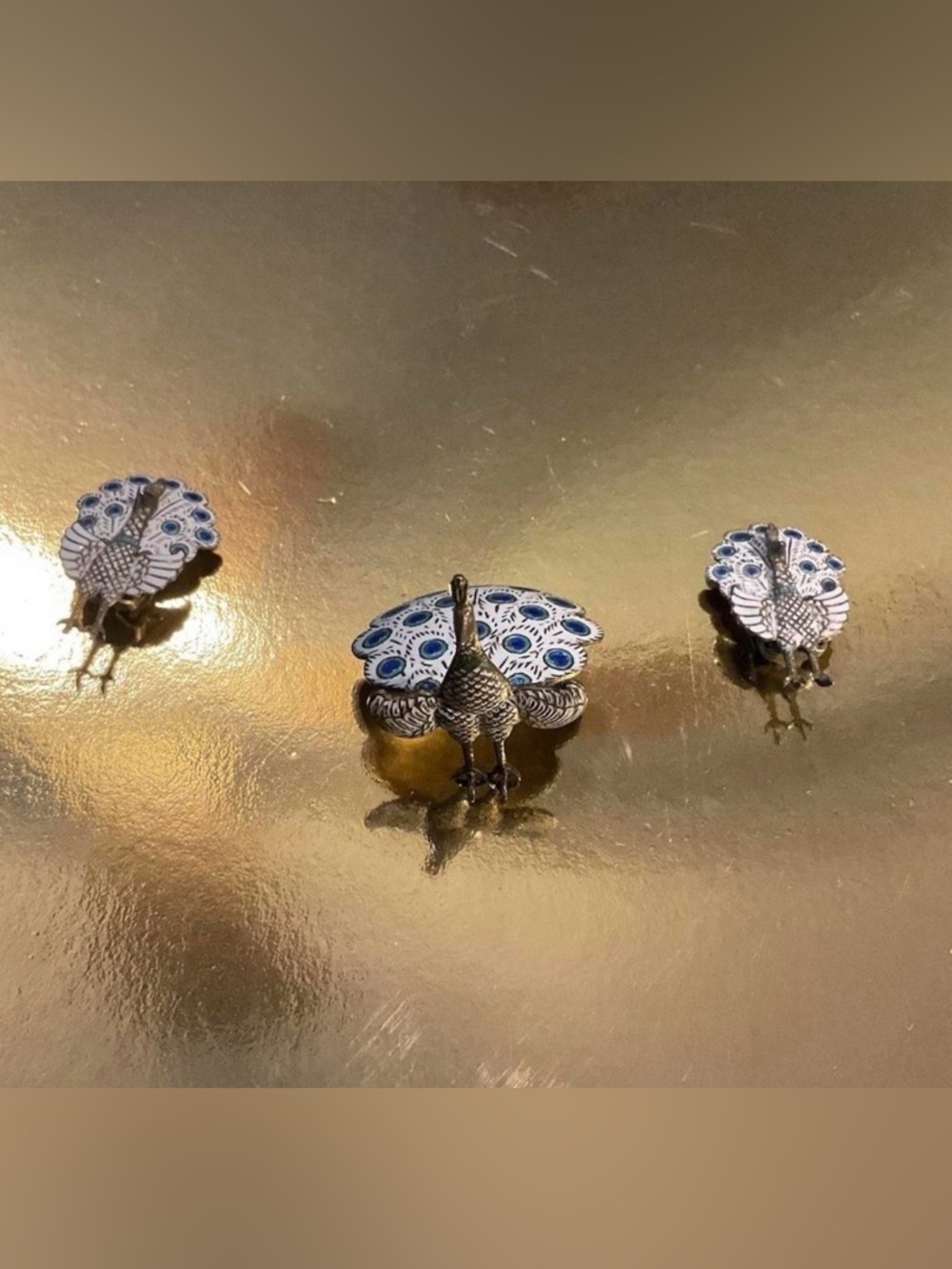 Vintage‎ silver peacock brooch and earrings